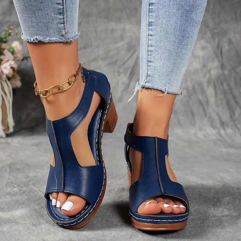 Women's Chunky Heel Sandals-Arch Support Sandals