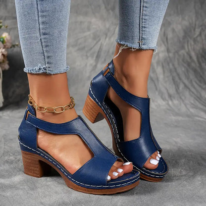 Women's Chunky Heel Sandals-Arch Support Sandals