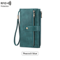 Women's long wallet, stylish clutch, elegant solid color RFID blocking leather wallet