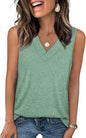 Women's Sleeveless V-Neck Slimming Loose Fit Casual Tank Top T-Shirt