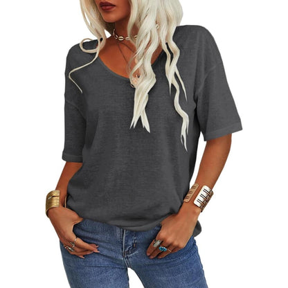 ✨Last Day 49% OFF✨Women's Solid Color V-Neck T-shirt Quick Ship Buy 2 Get Free Shipping Today