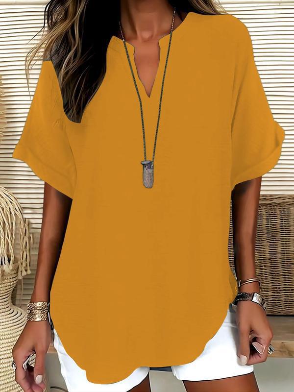 Women's Casual Solid Short Sleeve Top
