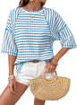 Women's Oversized Striped Color Block Summer T-Shirt
