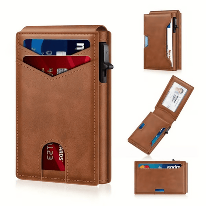 Minimalist RFID Aluminum Wallet with Pop-Up & ID Window