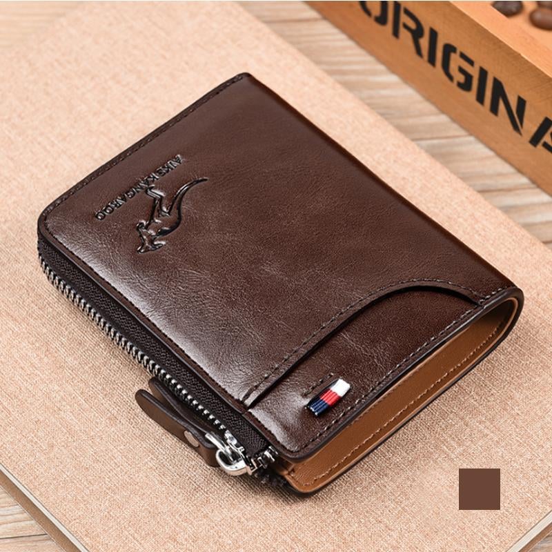 Men Wallet Zipper Purse with Rfid Protected