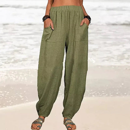 ✨Last Day 49% OFF✨Women's Solid Color Loose Cotton And Linen Casual Pants Buy 2 Get Free Shipping Today