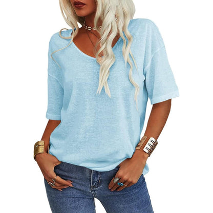 ✨Last Day 49% OFF✨Women's Solid Color V-Neck T-shirt Quick Ship Buy 2 Get Free Shipping Today