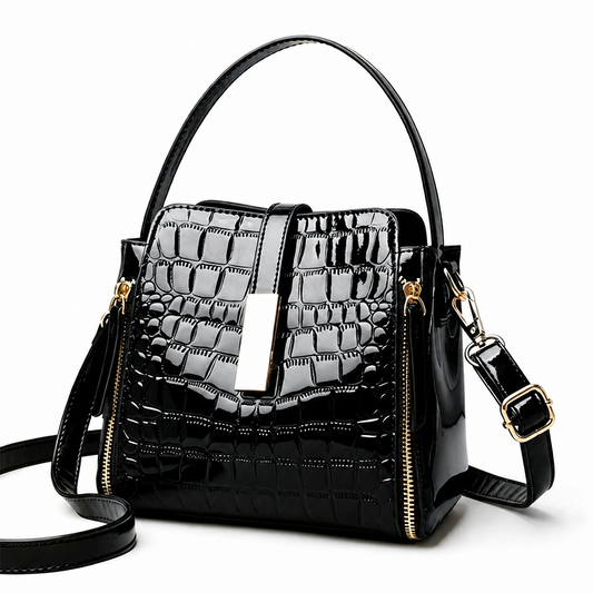 Limited-time 50% off🔥Shiny crocodile-print handbag with gold hardware