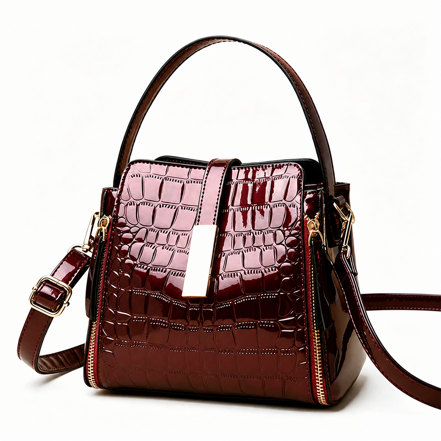 Limited-time 50% off🔥Shiny crocodile-print handbag with gold hardware