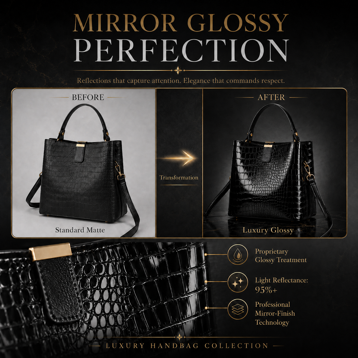 Limited-time 50% off🔥Shiny crocodile-print handbag with gold hardware