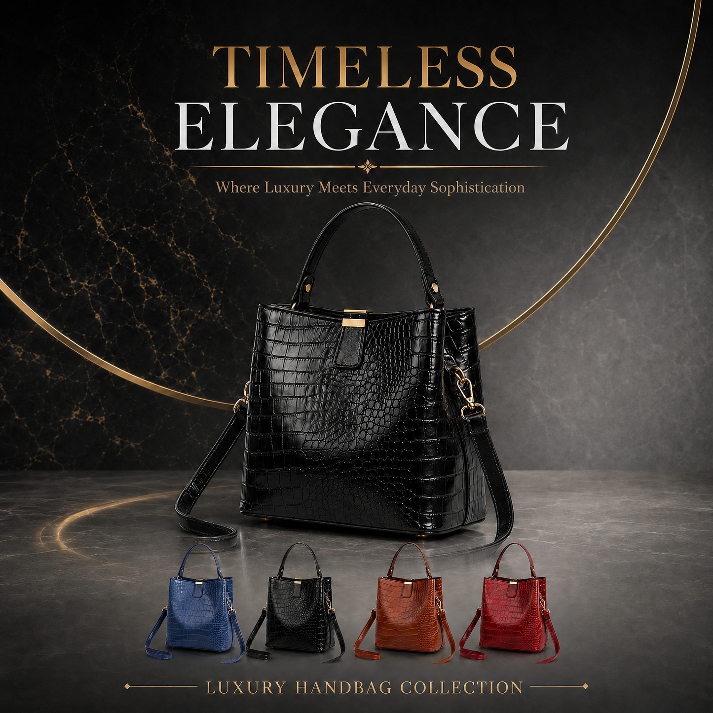 Limited-time 50% off🔥Shiny crocodile-print handbag with gold hardware