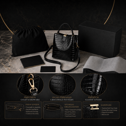 Limited-time 50% off🔥Shiny crocodile-print handbag with gold hardware