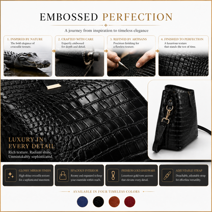 Limited-time 50% off🔥Shiny crocodile-print handbag with gold hardware