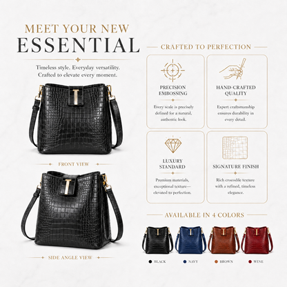 Limited-time 50% off🔥Shiny crocodile-print handbag with gold hardware