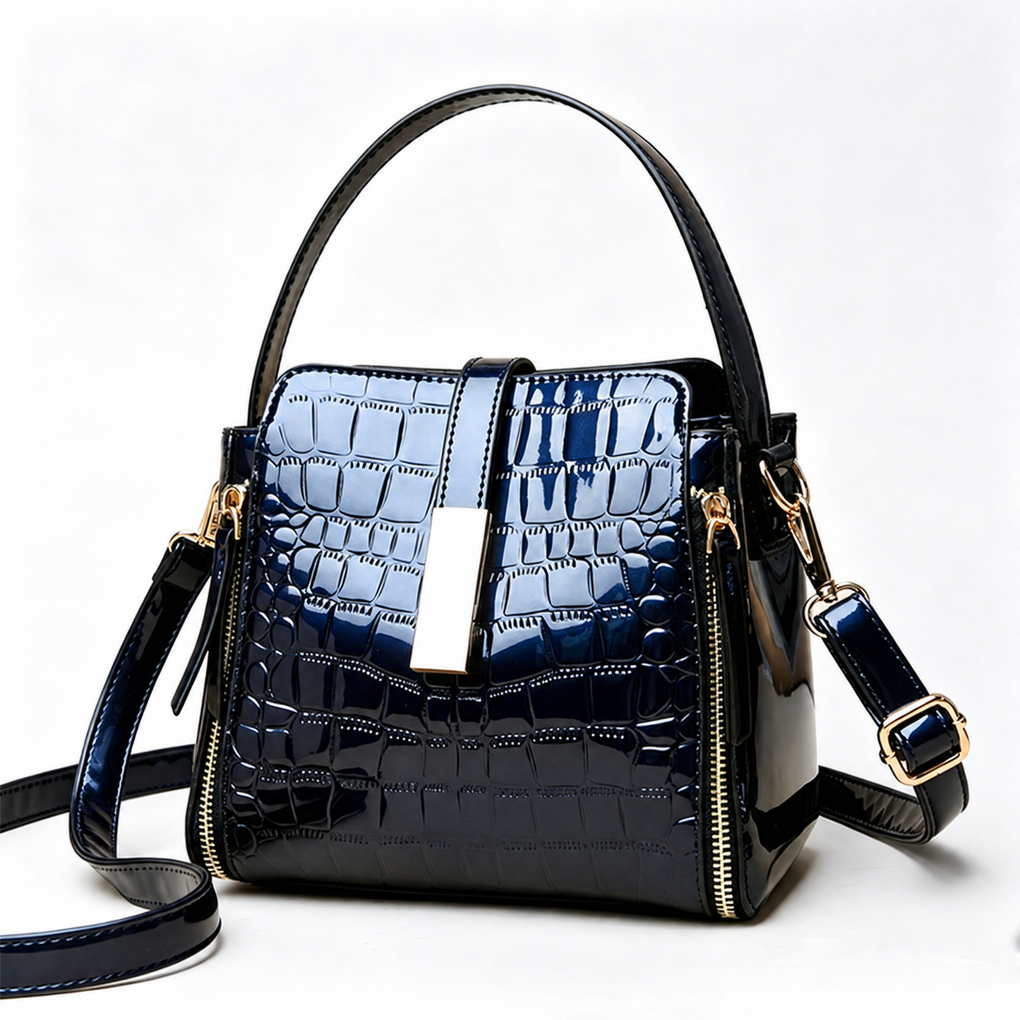 Limited-time 50% off🔥Shiny crocodile-print handbag with gold hardware