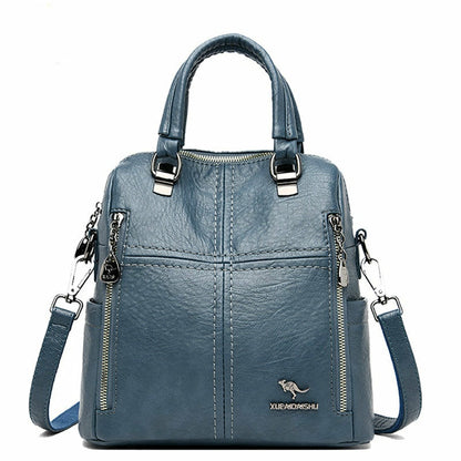 High Quality PU Leather Backpack Women Shoulder Bags Multifunction Travel Backpack