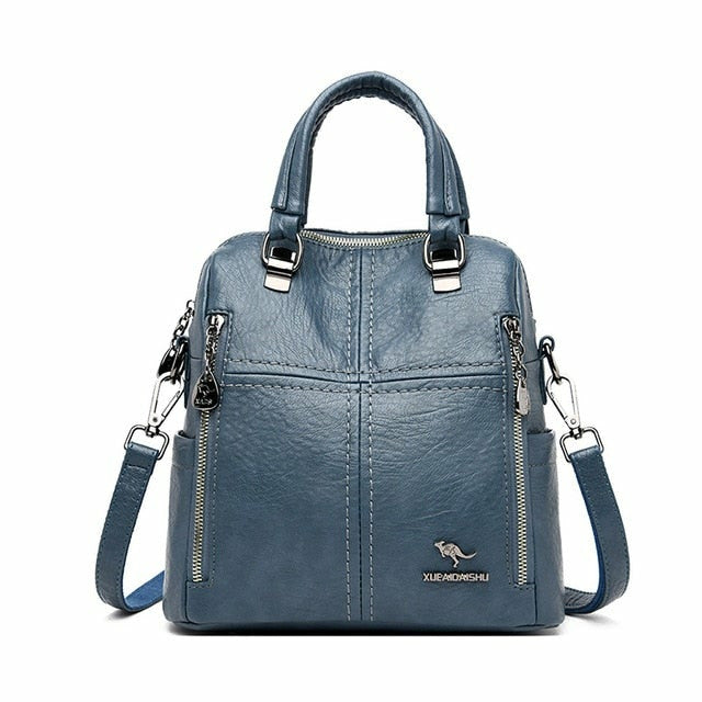 High Quality PU Leather Backpack Women Shoulder Bags Multifunction Travel Backpack