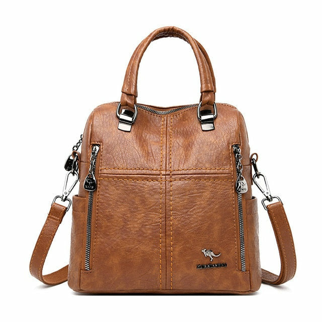 High Quality PU Leather Backpack Women Shoulder Bags Multifunction Travel Backpack