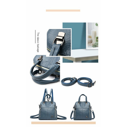 High Quality PU Leather Backpack Women Shoulder Bags Multifunction Travel Backpack