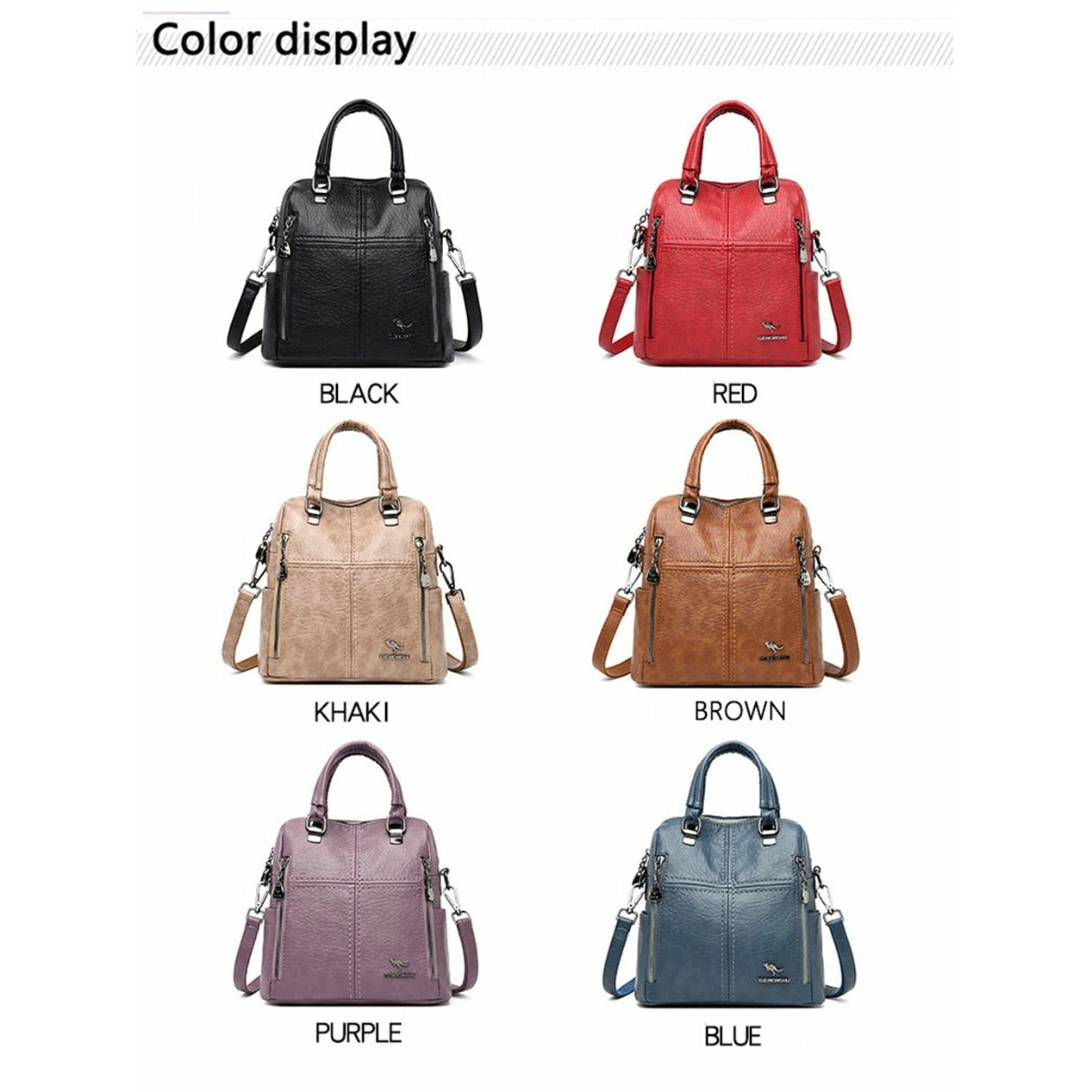 High Quality PU Leather Backpack Women Shoulder Bags Multifunction Travel Backpack
