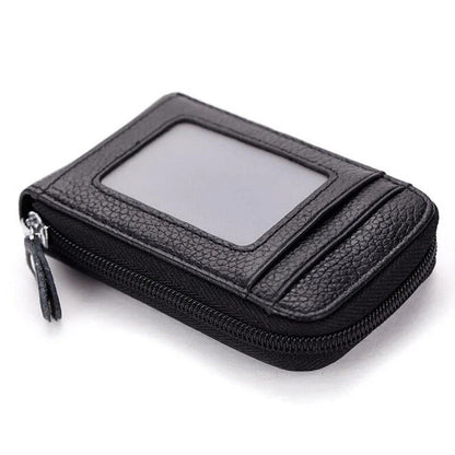 Unisex RFID Blocking Leather Wallet with Zipper & ID Card Holder