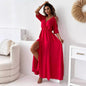 Elegant sexy V-neck dress with side slit for women
