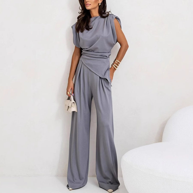 Elegant Solid Two Piece Set for Women