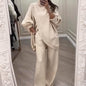 Women's 2-piece set – Asymmetrical sweater with wide-leg pants