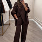 Women's 2-piece set – Asymmetrical sweater with wide-leg pants
