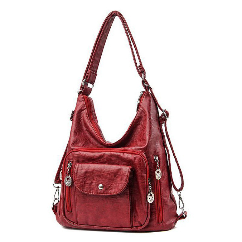 Women's Convertible Multi-Pocket Shoulder Bag - 3 Ways to Wear