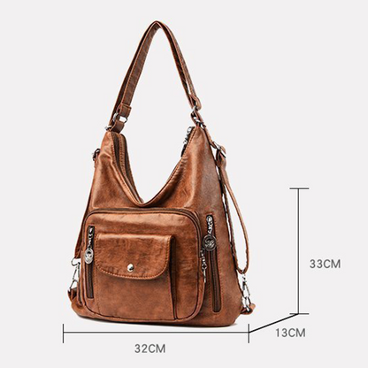 Women's Convertible Multi-Pocket Shoulder Bag - 3 Ways to Wear