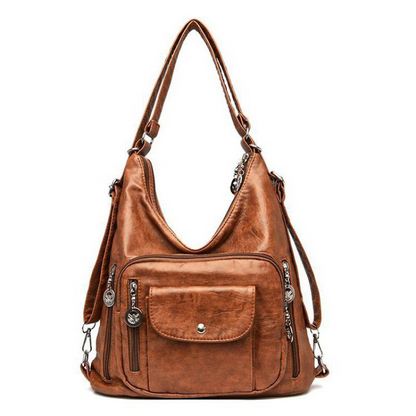 Women's Convertible Multi-Pocket Shoulder Bag - 3 Ways to Wear