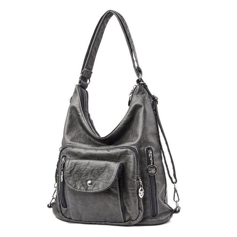 Women's Convertible Multi-Pocket Shoulder Bag - 3 Ways to Wear