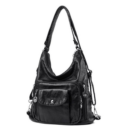 Women's Convertible Multi-Pocket Shoulder Bag - 3 Ways to Wear