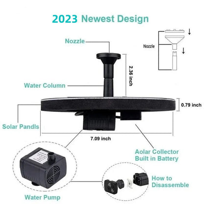 🔥56% OFF | Solar Bird Bath Fountain Pump with 4 Nozzles for Garden & Pond