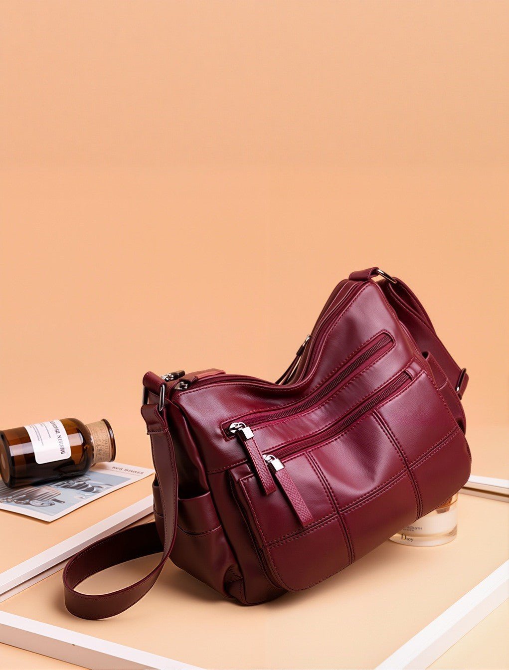 Soft Leather Multi-Compartment Tote