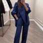Women's 2-piece set – Asymmetrical sweater with wide-leg pants